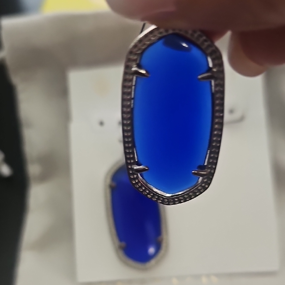 Kendra Scott Cobalt Blue and Silver Earrings - Picture 3 of 4
